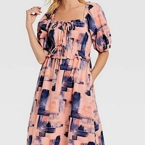 Abstract Print Midi Dress